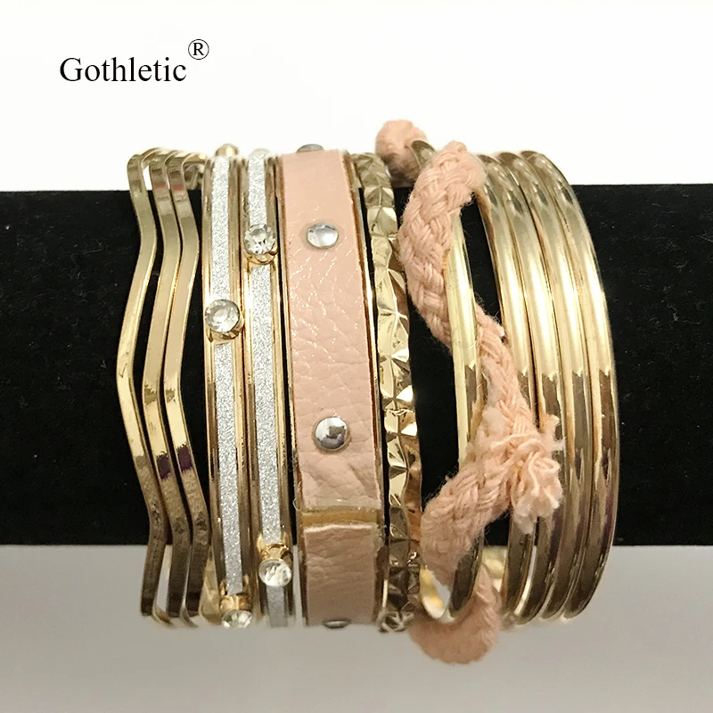 Многослойный Индийский браслет с металлической текстурой 12 шт./Лот 68 мм|Браслеты|