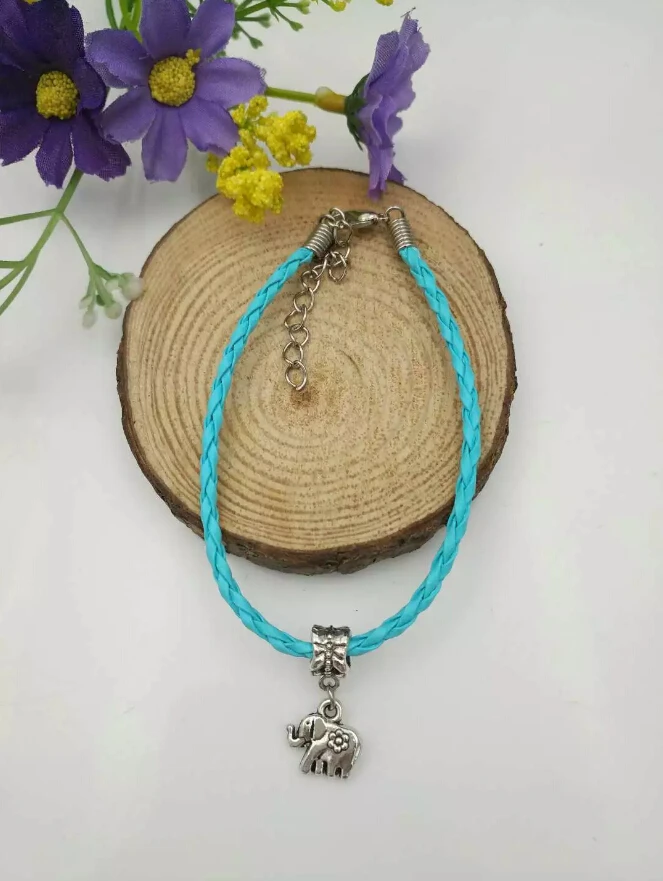 20 шт./лот Быстрая доставка милый маленький Слон подвеска из бисера кожаный