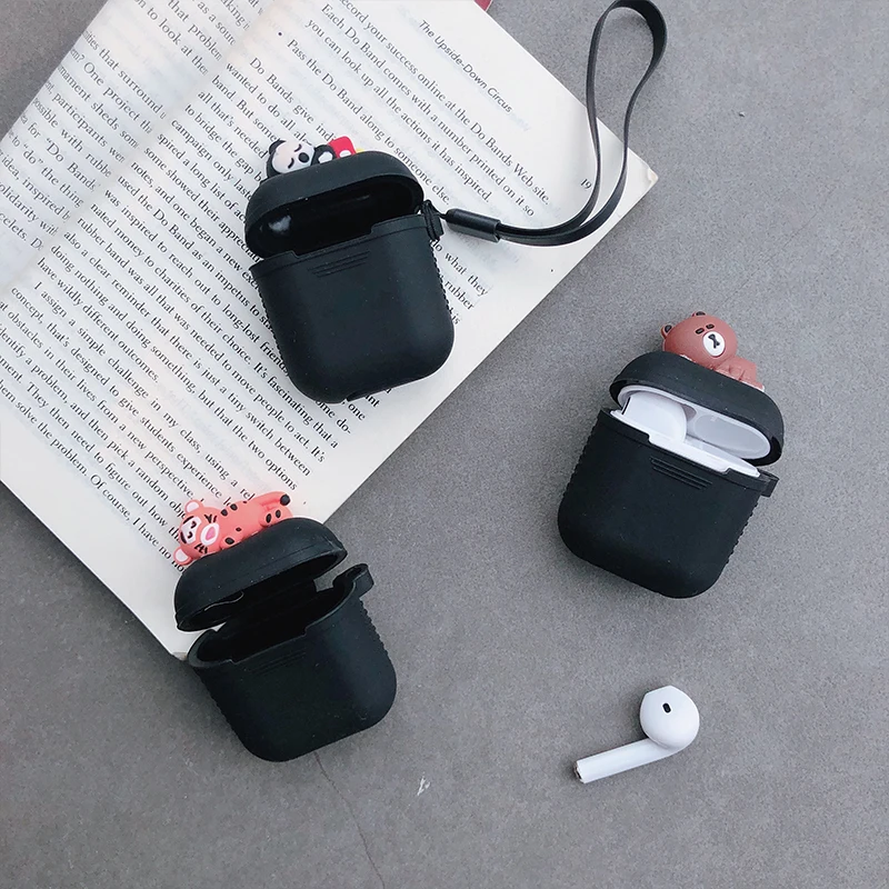 Мягкий мультяшный чехол для наушников Apple Airpods силиконовый аксессуаров