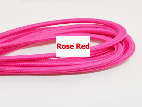 rose red 2 м, 3 м, 5 м или 10 м/лот VDE сертифицированный 2 ядра круглый текстильный Электрический провод цветной плетеный провод тканевый кабель винтажная лампа шнур питания - Цвет: rose red