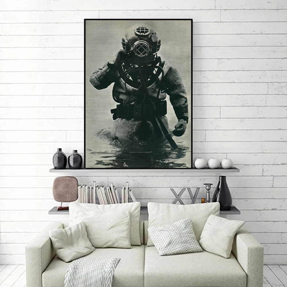 ZZ2316 черный и белый граффити холст искусство Старая школа Подводное Ныряние