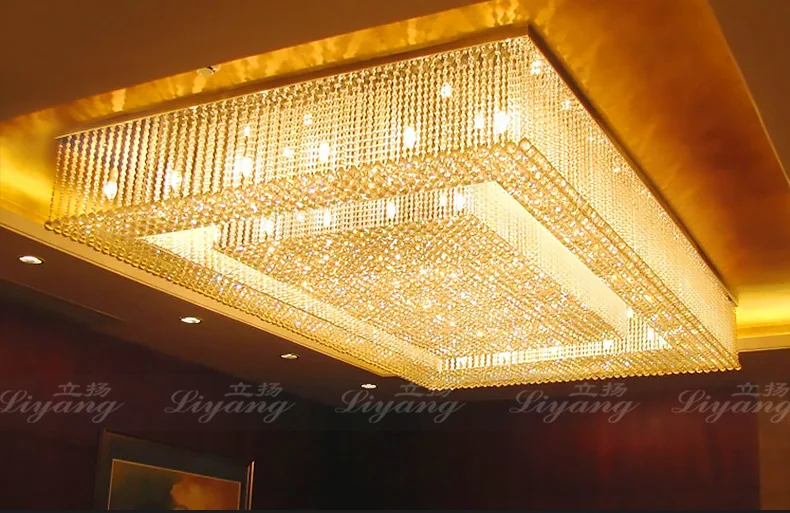 Прямоугольный задний хрустальный светильник лобби для отеля бальный клубный дом