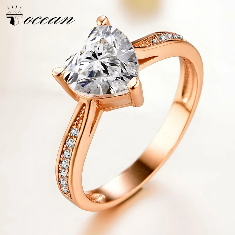 Tocean розовое золото Цвет Мода Сердце Обручальные кольца для Для женщин любовь
