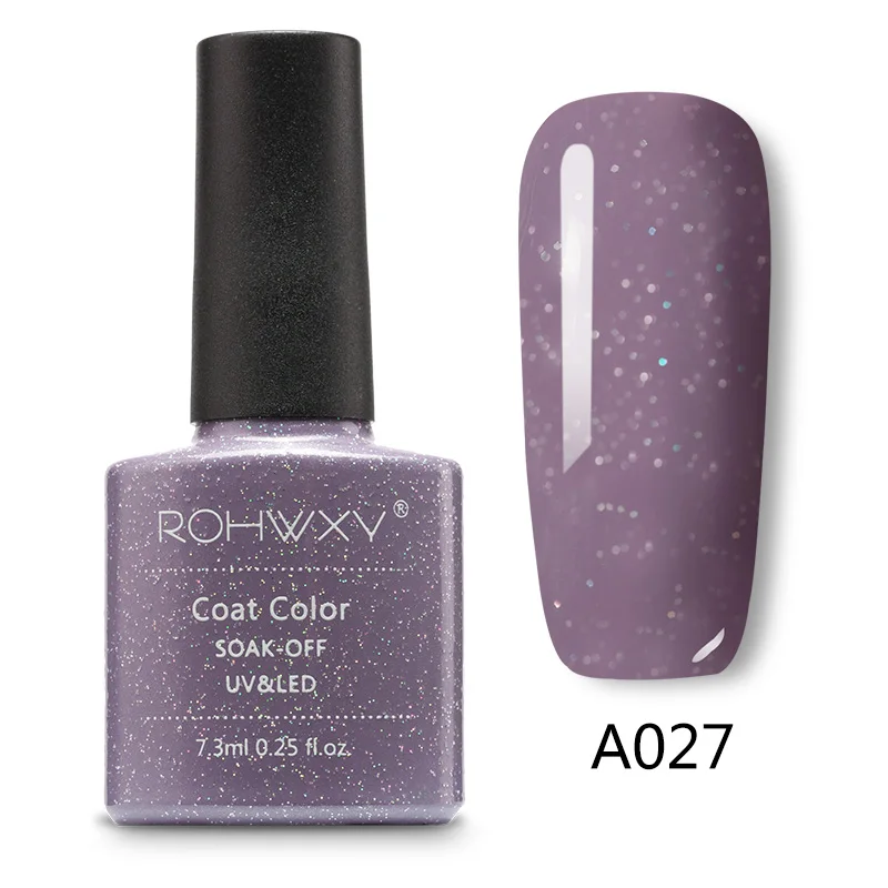 A027 ROHWXY, 60 цветов, УФ-гель для ногтей, дизайн ногтей, Гель-лак, блестящий, отмачивается, лак для маникюра, лак для ногтей, Гель-лак - Цвет: A027