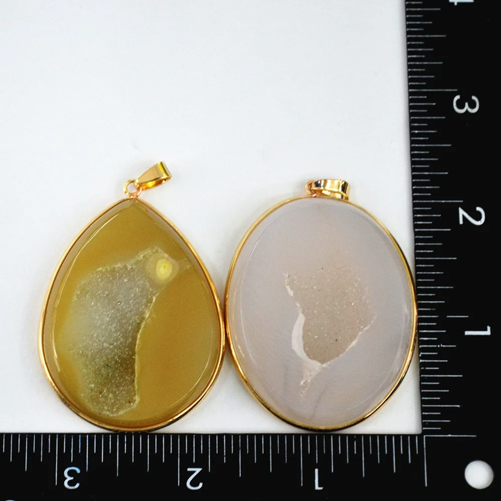 Новинка Лидер продаж модная подвеска Drusy в виде синего кусочка сердолика золотое