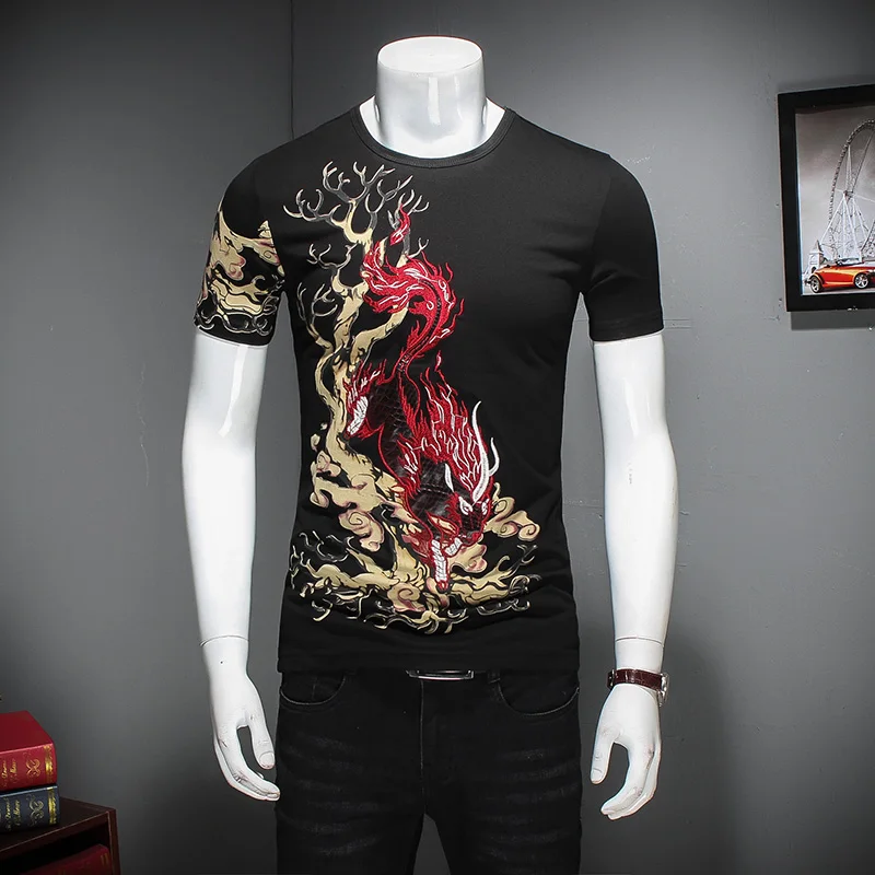 

Animal pattern 3d print leather stitching luxury short sleeve t shirt Summer 2019 high-quality cotton boutique t shirt men M-5XL