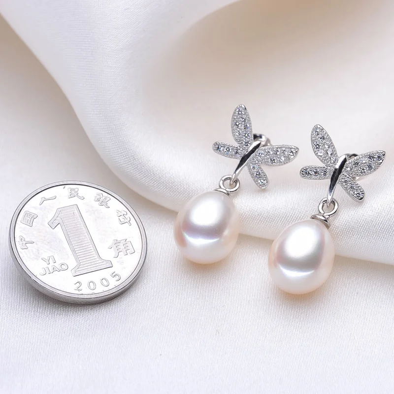 Top Selling 3 Color 100% Cultured Freshwater Pearl Earrings For Women Gift Fashion Jewelry 925 Sterling Silver | Украшения и