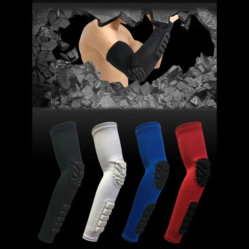 Gym Sports Arm Warmers Basketball Sleeves Honeycomb Anti-collision Non-slip Compression Elbow Pads Protector