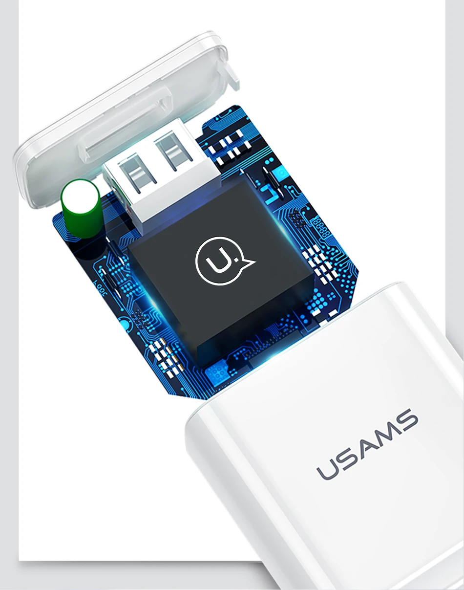 USAMS Mini 2 USB зарядное устройство для телефона 2,4/2.1A Смарт Быстрая зарядка USB ЗУ для мобильного телефона для iPhone X samsung дорожное настенное зарядное устройство EU