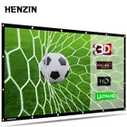 Складной экран для проектора HENZIN, 120 дюйма, экран для проектора из ПВХ ткани, экран для обучения, офиса, домашнего кинотеатра, уличный кинотеатр, 16:9