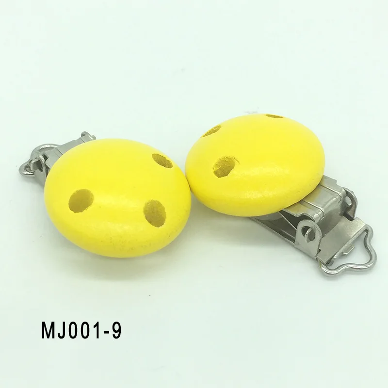 Yellow TYRY. HU, 5 шт., круглый деревянный зажим с тремя отверстиями для самостоятельной сборки, детская молярная соска, держатель на цепочке, зажим для прорезывания зубов, ожерелье, аксессуары, подвеска - Цвет: Yellow
