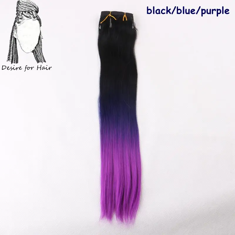 Desire for hair 20 дюймов 100 г ombre цвет прямой термостойкая завивка искусственных волос пучки 1 упаковка в партии фиолетовый розовый цвет