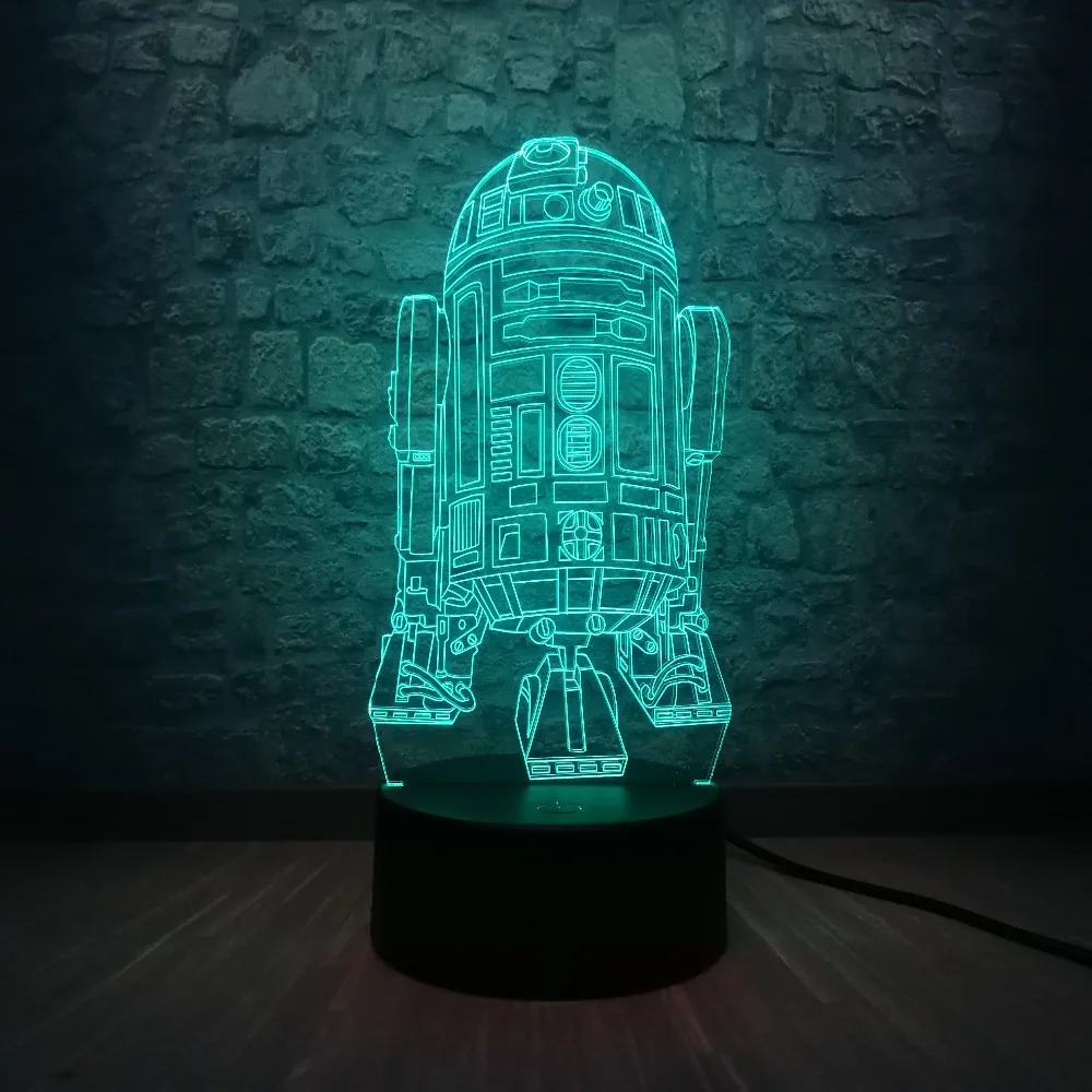 3D Светодиодная настольная лампа Звездные войны Warship R2D2 робот ракета модель Touch USB 7