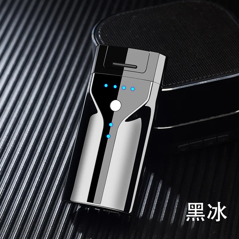 Металлическая ветрозащитная Usb перезаряжаемая двойная дуга плазменная импульсная Электронная зажигалка индикатор батареи сигареты табачные зажигалки - Цвет: 2