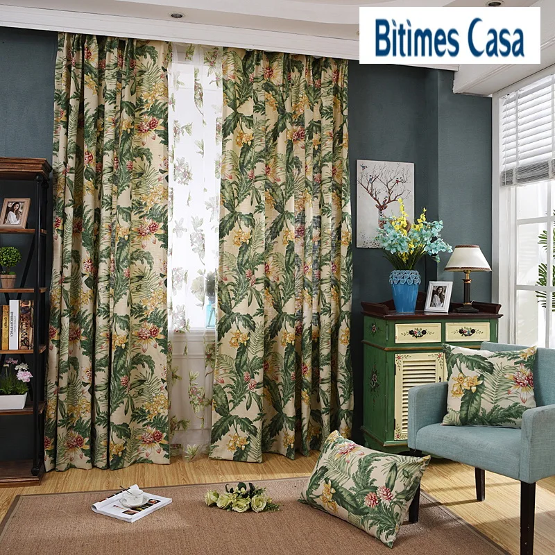 

Hawaii Spring Style Blackout Windows Curtain Moderate Shading Rate For Living Room Bedroom New Pastoral