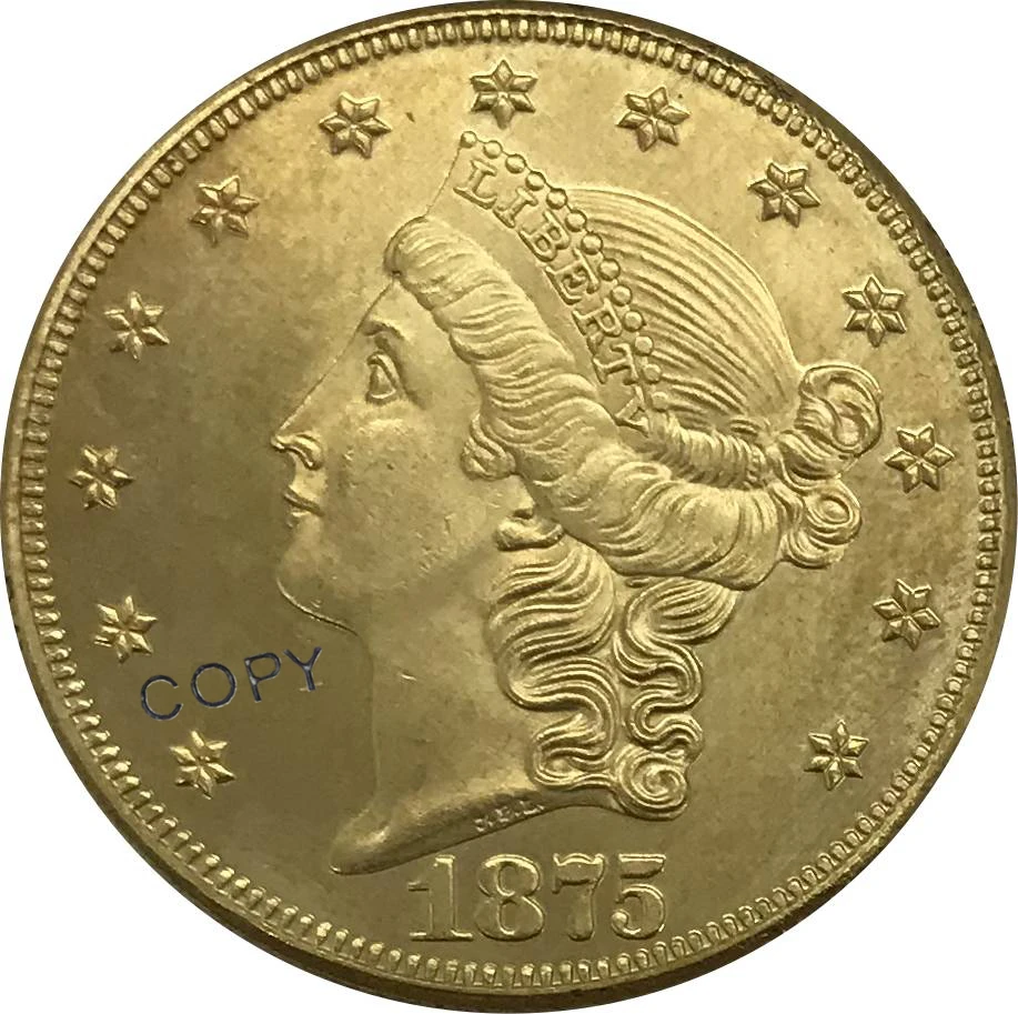 Коллекционные монеты 1875 года в США 20 дюймов долларов голова свободы двойной