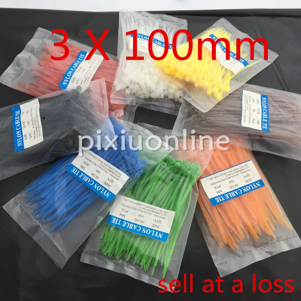 

600Pcs/pack DS111 3*100mm Colorful Factory Standard Self-locking Plastic Nylon Cable Ties Wire Zip Tie Drop Shipping Russia