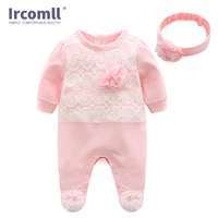 ircomll bebe 2pcsset lace princess baby girl romper for birthday party newborn baby girl clothes jumpsuit headband outfit