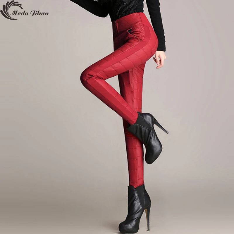 Moda Jihan, женские зимние штаны, дизайн, ветрозащитные пуховые штаны, сшитые, тонкие, теплые, с высокой талией, плюс, плотные, бархатные брюки, штаны