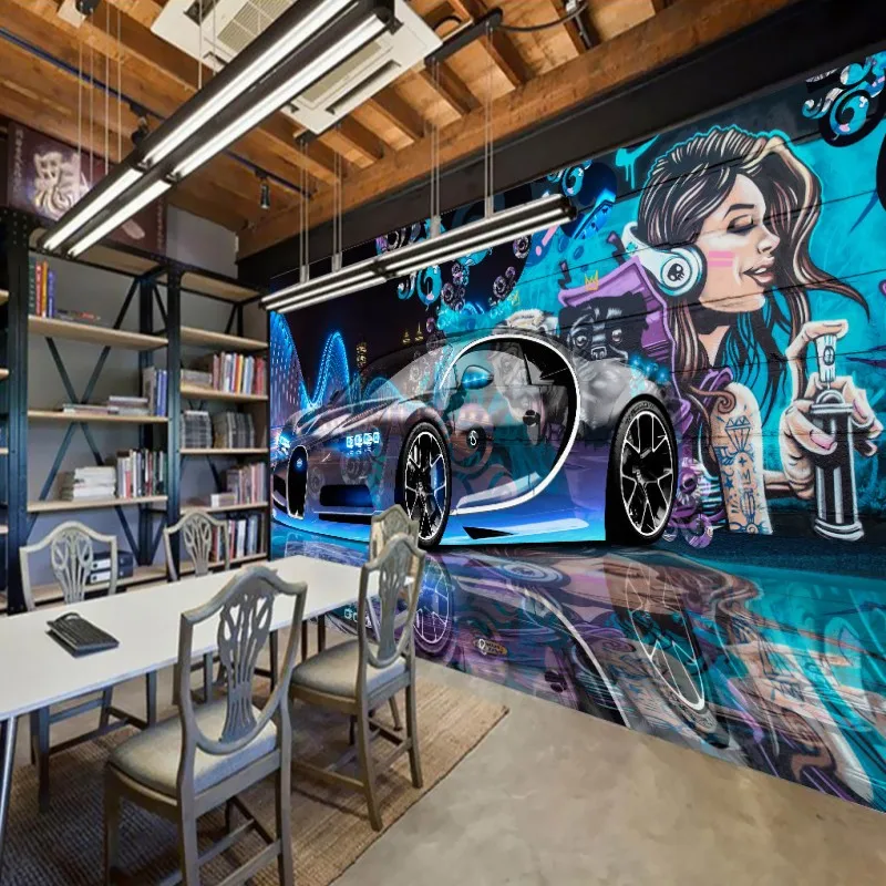 Фото обои уличный граффити спортивный автомобиль фон бар КТВ игровая комната