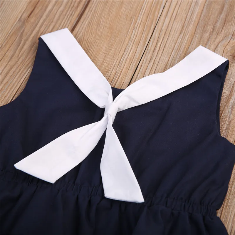Girl Cotton Dress Baby Princess Navy Style Bow Girls Dresses 2017 Autumn vestidos Infant Toddler Clothes | Детская одежда и обувь