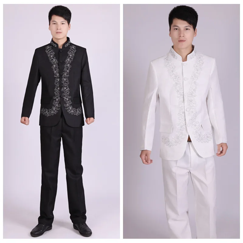 

Embroidery Tunic Traditional Stand Collar Suits Costume Male Embroidery Suit Chinese Wedding Dress Ancient Costume Tunic