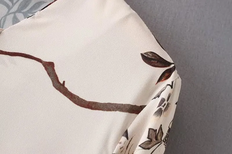 Для женщин Демисезонный с бантом спереди и длинными рукавами Цветочный принт