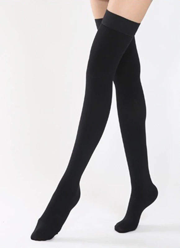 black closed toe Компрессионные носки до бедра для женщин, медицинская одежда для бега, Длинные чулки, класс 2, давление 20-30 мм. Рт. Ст., варикозное расширение вен, форма носков ног - Цвет: black closed toe