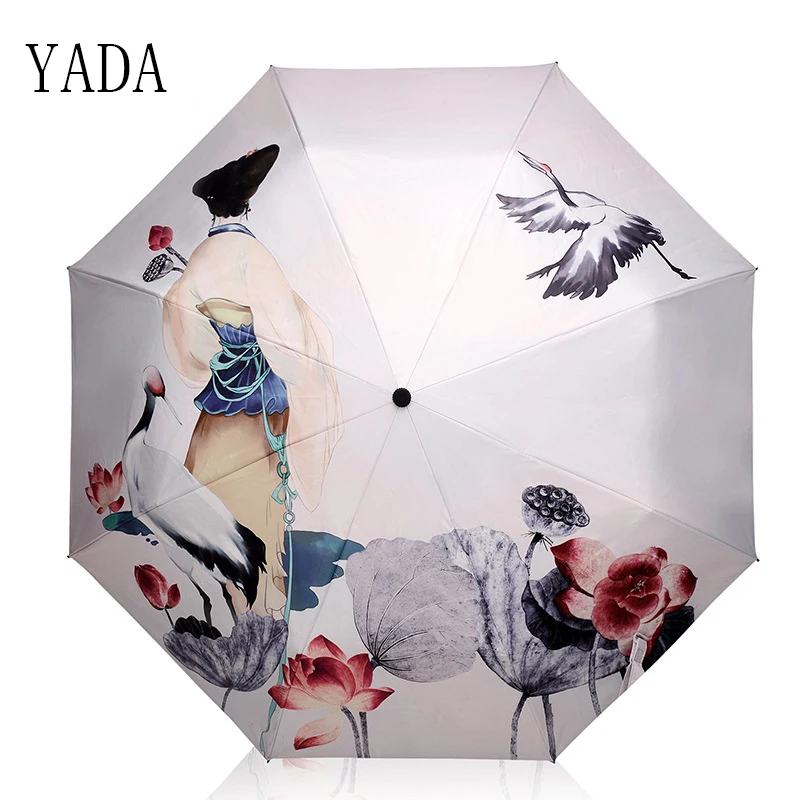 Guarda-chuva de Alta Qualidade para Mulheres Chuvas à Prova de Vento Yada Guindaste Branco Mulher Encantos Faça Você Mesmo Chuva Mulheres Guarda-chuva uv Folding Ys101 &