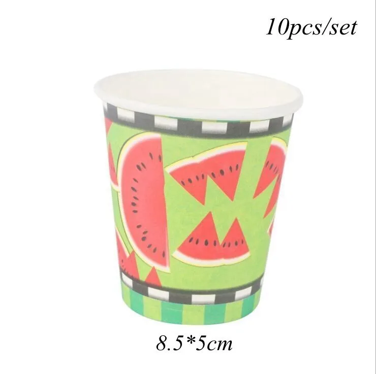 10pcs cups 1 компл. Прекрасный Арбуз тема фруктовый торт Топпер летний бассейн вечерние баннер/шары светодиодный светильник Свадебные предметы для украшения дня рождения - Цвет: 10pcs cups