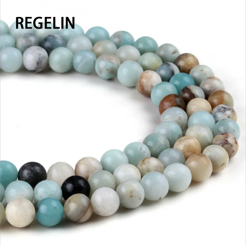 REGELIN4mm 6mm 8mm 10mm 12mm Матовые Натуральные Бусы из камня амазонита леса Свободные