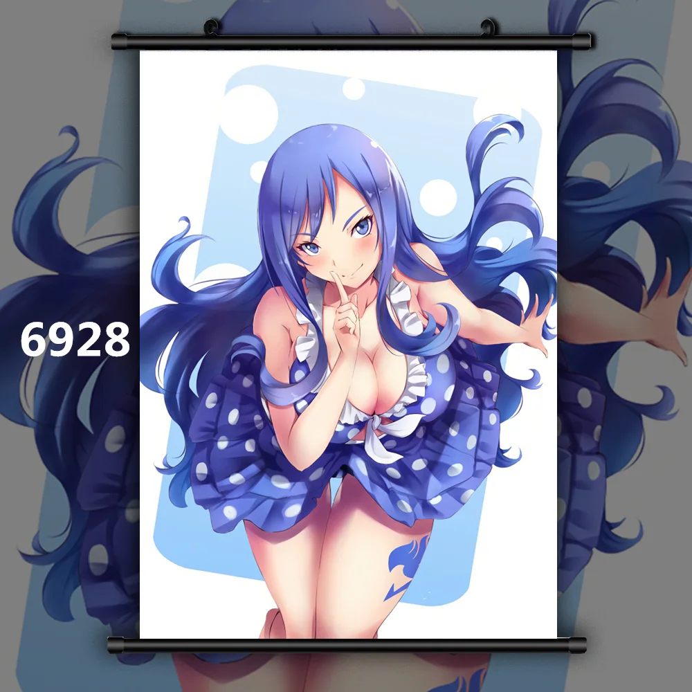 6928 Сказочный хвост Mirajane Erza Lucy Juvia Аниме Манга настенный плакат свиток B - Цвет: 6928