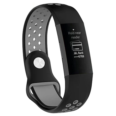 YUEDAER ремешок на запястье для Fitbit Charge 3 Band двойной цвет силиконовый браслет для Fitbit Charge 3 Charge3 ремни спортивный ремешок для часов - Цвет: black gray