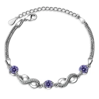 fashion round purple crystal women bracelet jewelry 925 sterling silver bracelets shining zircon stones bracelets dropshipping