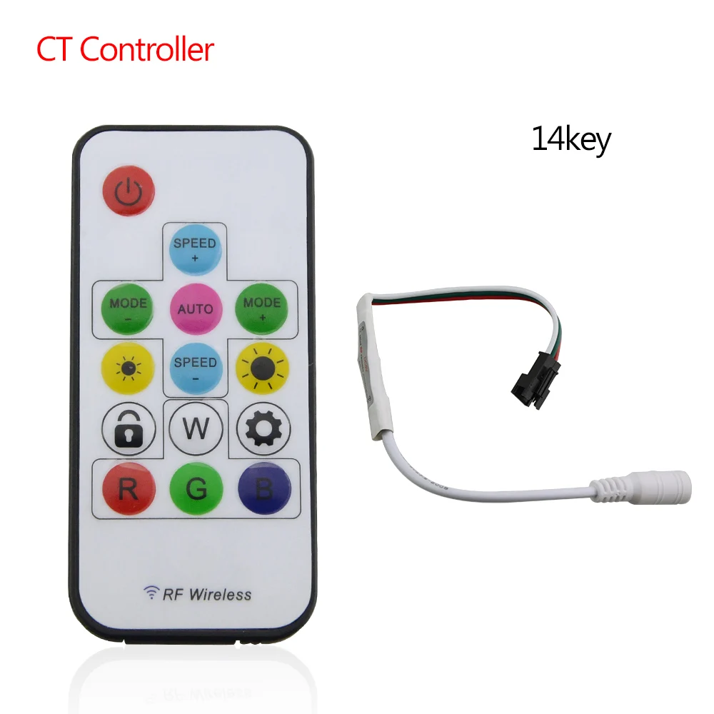 Remote Control + Wireless RF 14keys Led RGB Controller 300kinds Of Change 2048 Pixels For WS2811 WS2812 WS2812B DC 5V LED Strip | Лампы и