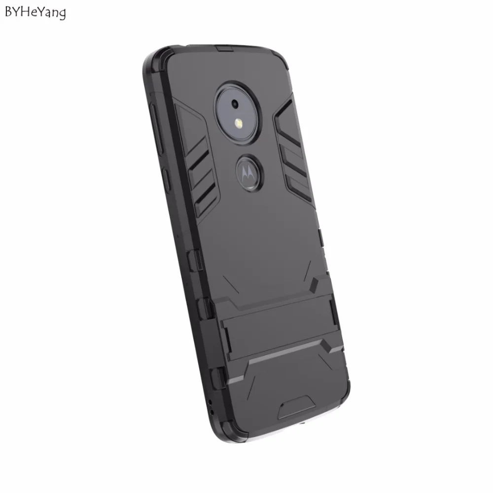 BYHeYang Cover For Motorola Moto E5 Case Slim Robot Armor Rubber Capa FOR Phone E 5 Plus Kickstand |