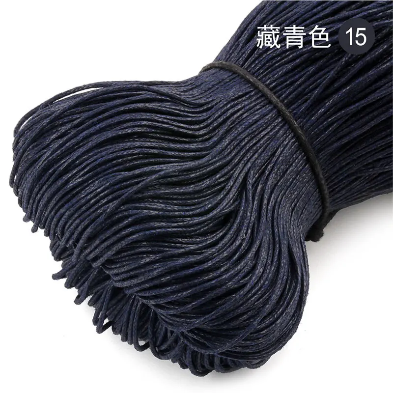 15 Naby blue 15 цветов, 650 метров/рулон, диаметр 1 мм, вощеный хлопковый шнур, круглая веревочная нить для ожерелья, браслетов, ювелирных изделий, рукоделия - Цвет: 15 Naby blue