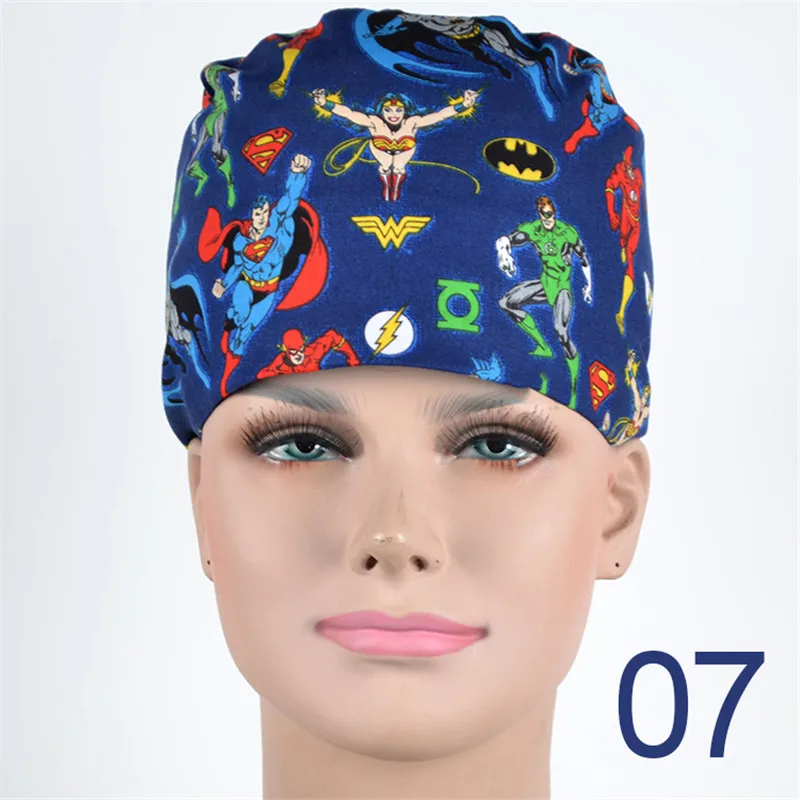 Хирургическая Кепка дантистов Red Wonder women хлопок костюм медика больничные шапочки рабочие шляпы с упругими тиками доктор аксессуары - Цвет: Unisex Cap 07