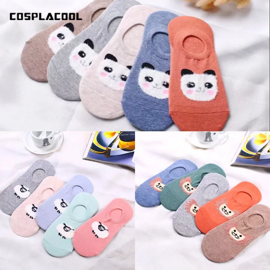 [COSPLACOOL] Японские носки с рисунками животных повседневные невидимые Нескользящие