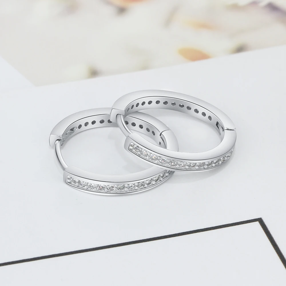 Женские круглые серьги кольца из серебра 925 пробы с фианитом|hoop earrings|earrings forearrings for