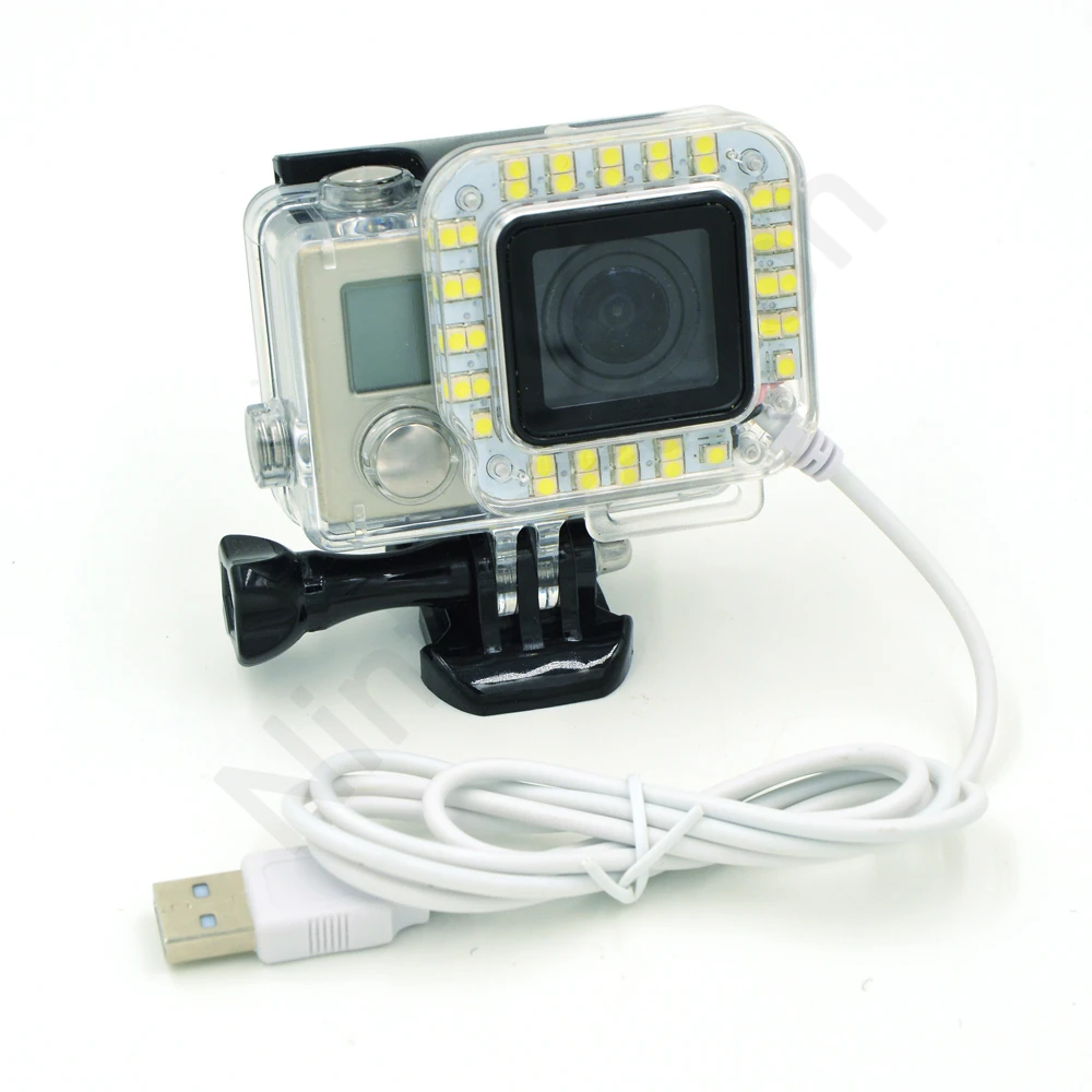 Go pro Аксессуары LED Заполняющего Света Гора Gopro Hero 4 3 + Корпус Объектива ДЛЯ Pro Hero3