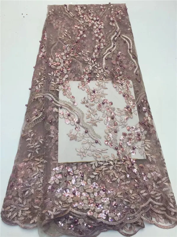 2019 африканские бусины Тюлевая кружевная ткань с блестками Высококачественная