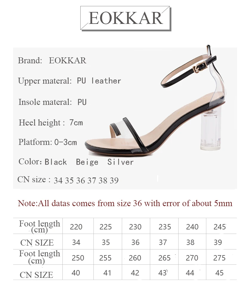 Eokkar 2019 новые стильные прозрачные шлепанцы на высоком каблуке с открытым носком