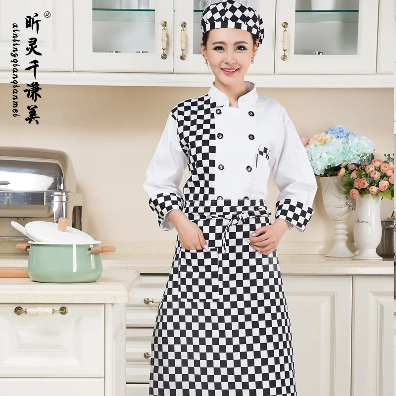 Одежда для шеф повара клетчатый комбинезон с длинными рукавами одежда отеля
