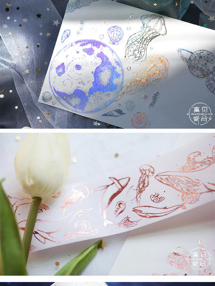 Серебро и розовое золото Единорог Медузы лента для декорации Washi DIY планировщик дневник альбом Скрапбукинг ручной работы маскирующая лента Escolar