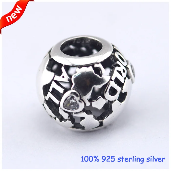 Шармы из серебра 100% пробы с фианитом для браслетов Пандоры