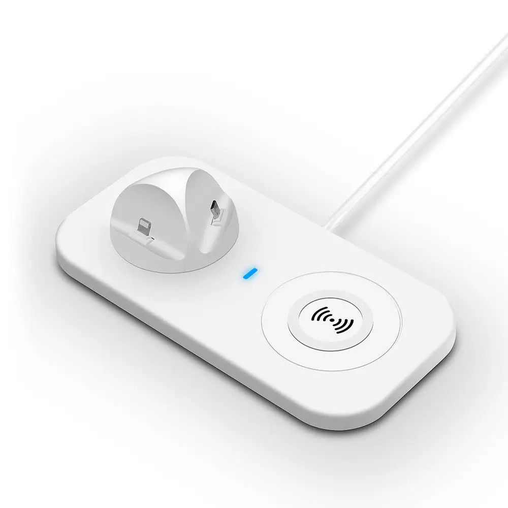 Беспроводная зарядная док станция с разъемом Lightning type C Micro USB Qi 4 в 1|Зарядные