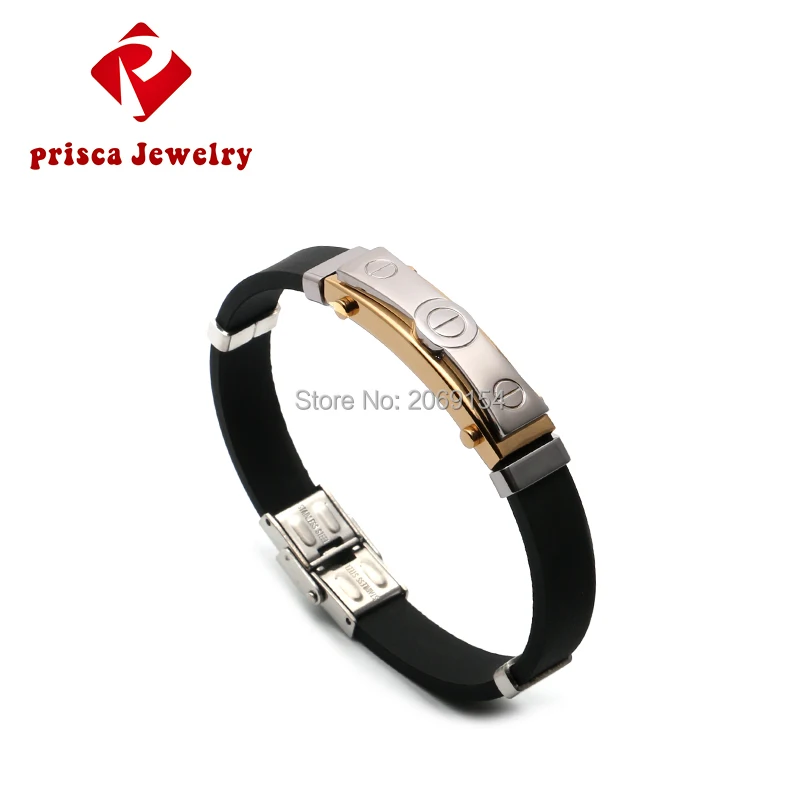 Мужские браслеты из силиконовой резины модные ювелирные изделия магнитный