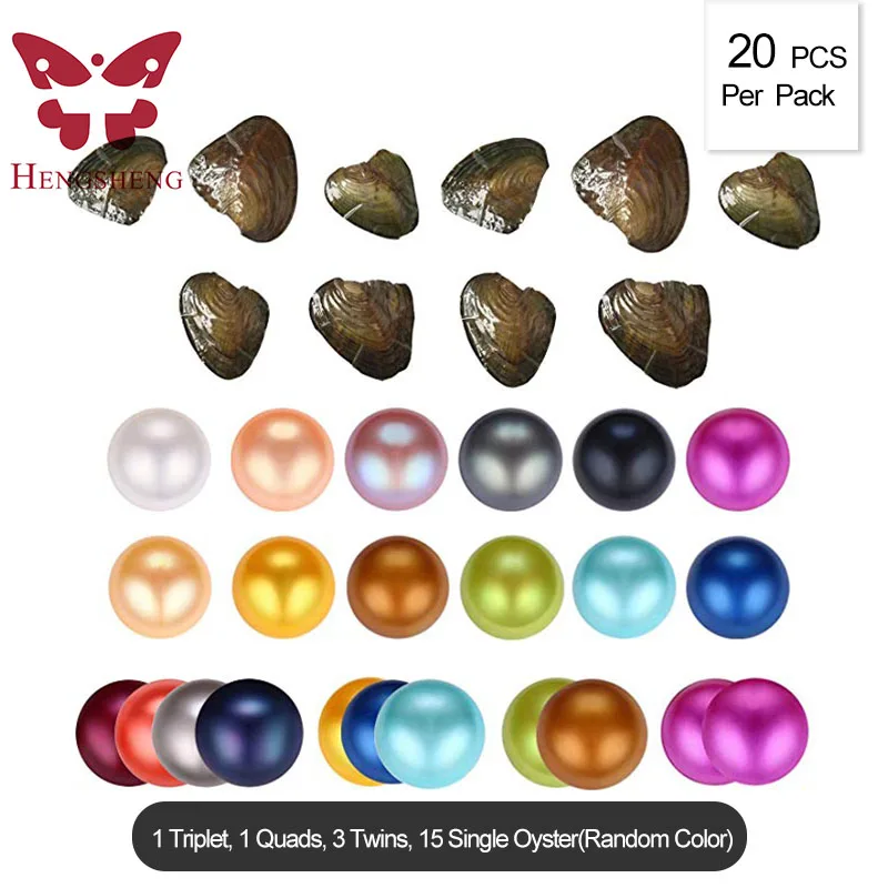 random color HENGSHENG 20 шт смеси Цвет один близнецов триплет квадрицепсов 6,5-7 мм пресной воды почти круглый жемчужницы(Multi Цвет - Цвет: random color