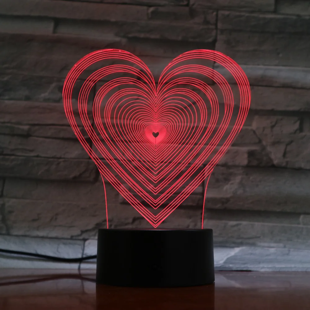 3D световая лампа для любви детские украшения светодиодные rgb ночные светильники